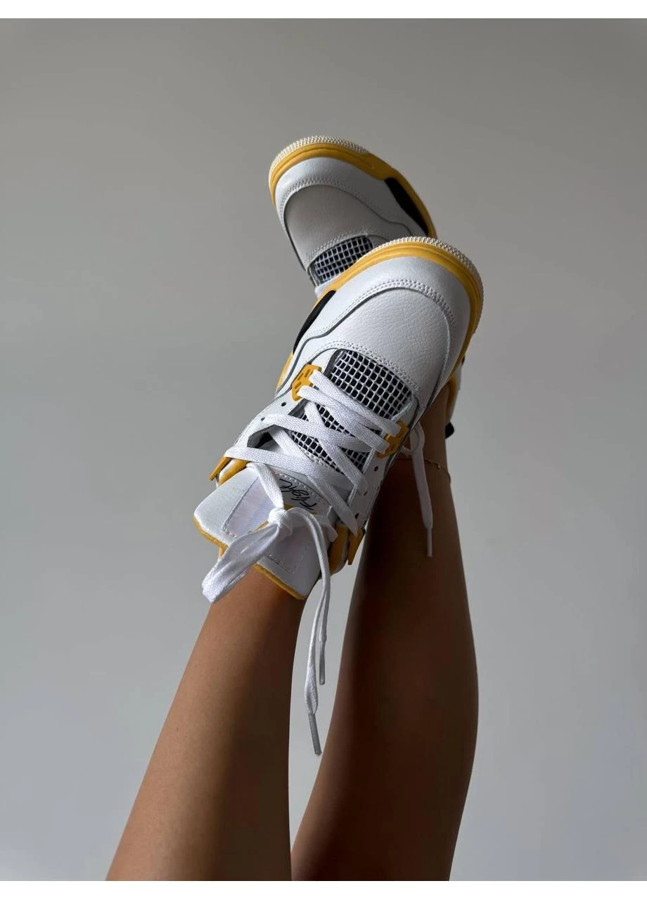 Білі літні кросівки nike air jordan 4 white yellow найк аір джордан No Brand