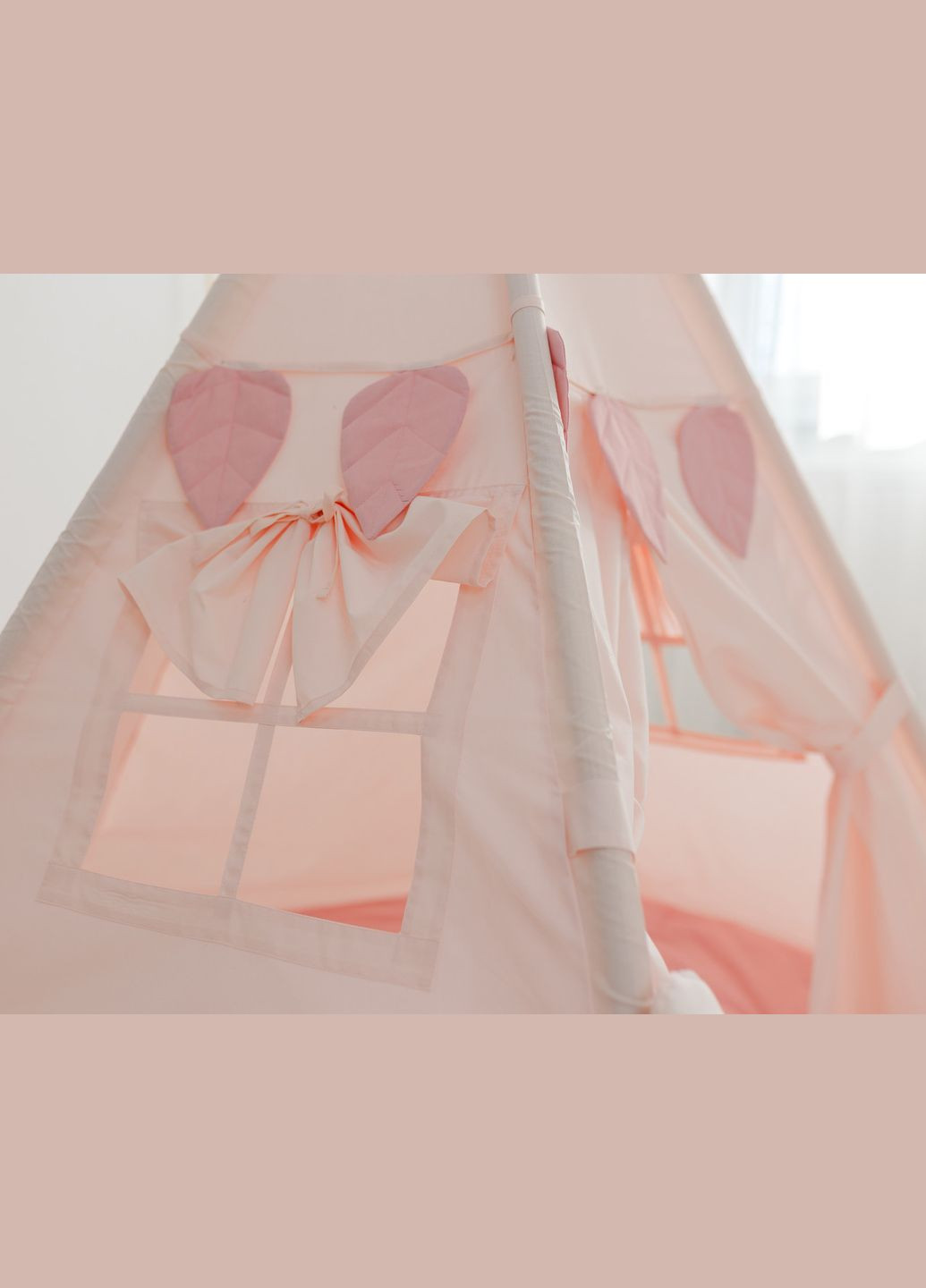 Вігвам для дітей Пухнасті друзі Пудровий з об'ємним ковриком. Повний комплект No Brand (316256956)