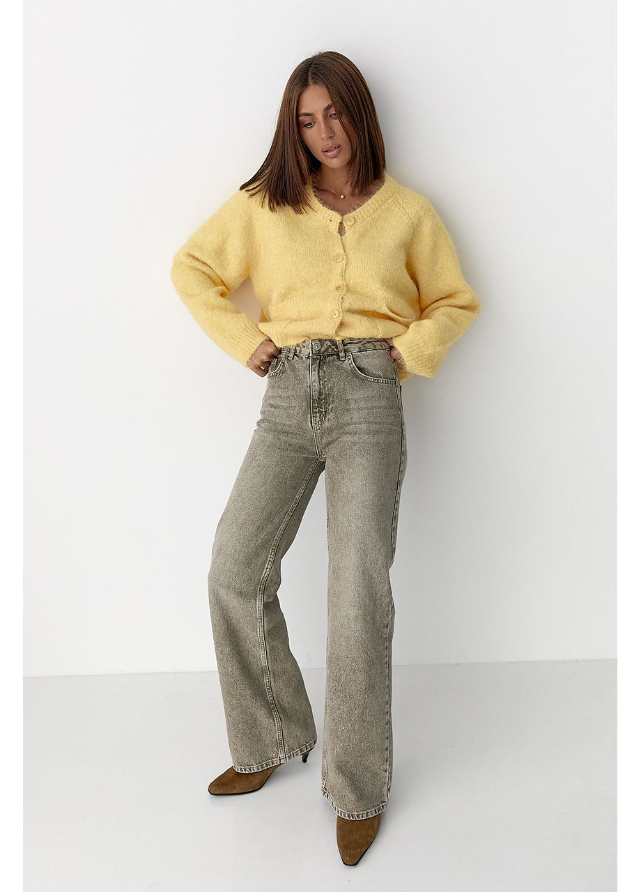 Широкі прямі джинси з високою посадкою Lurex - (360977022)