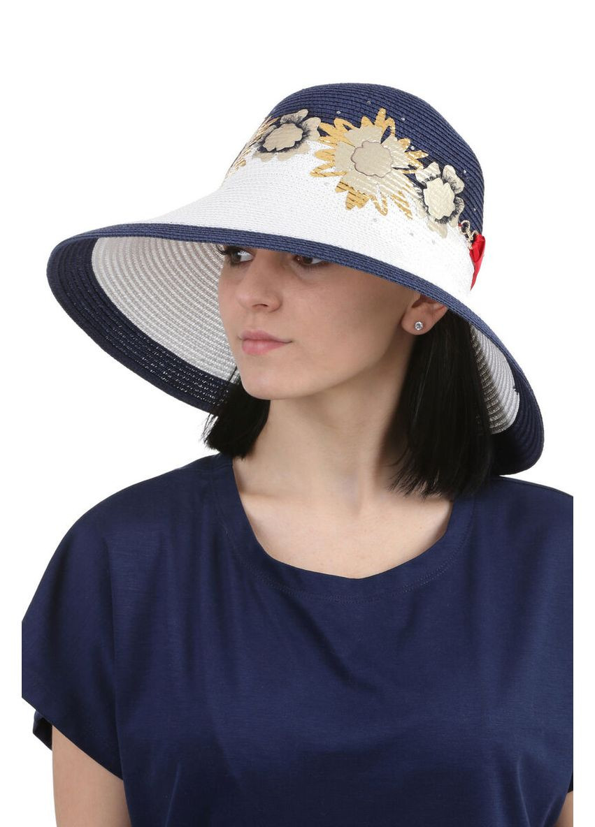 Шляпа с большими полями белая с синей (SC44392) Shlyapka (306438782)