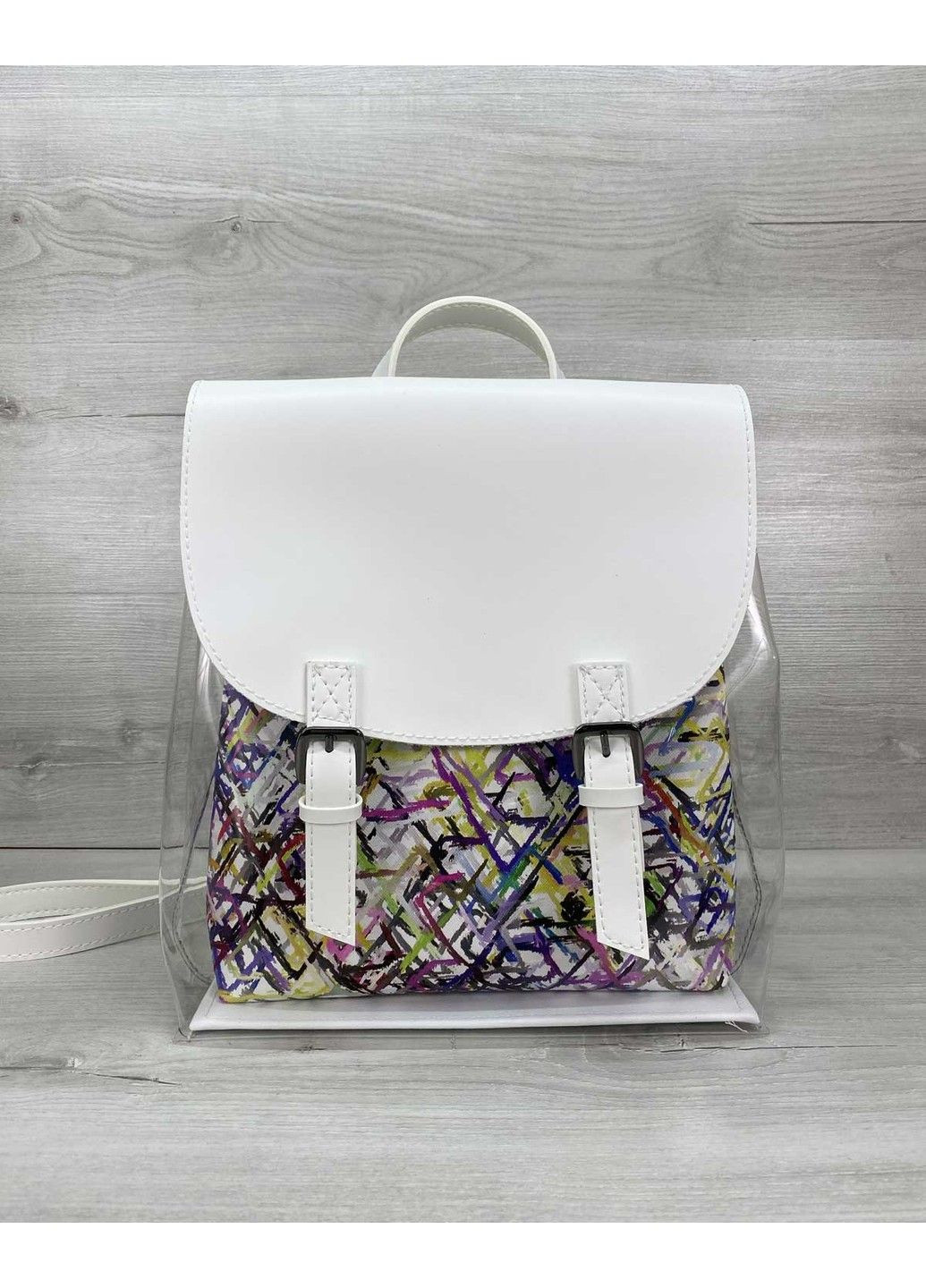 Жіночий рюкзак 45510 білий з косметичкою абстракція. WeLassie (315688795)