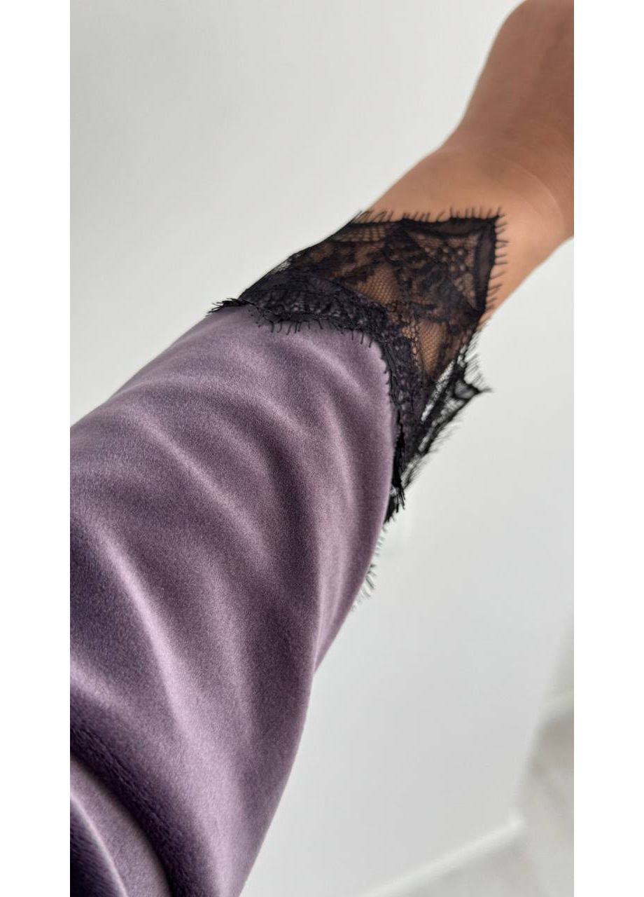 Халат 7006 велюр з мереживом та поясом Україна (369589109)