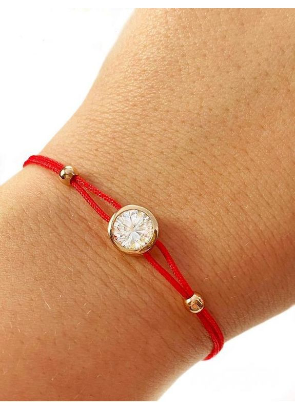 Браслет "Красная Нить с Позолоченной Вставкой" 17см-20см, Позолота No Brand (362535145)