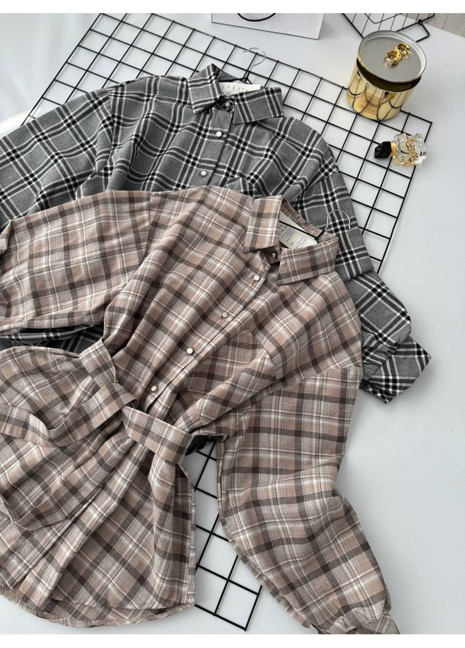 Бежевая повседневный рубашка в клетку Україна