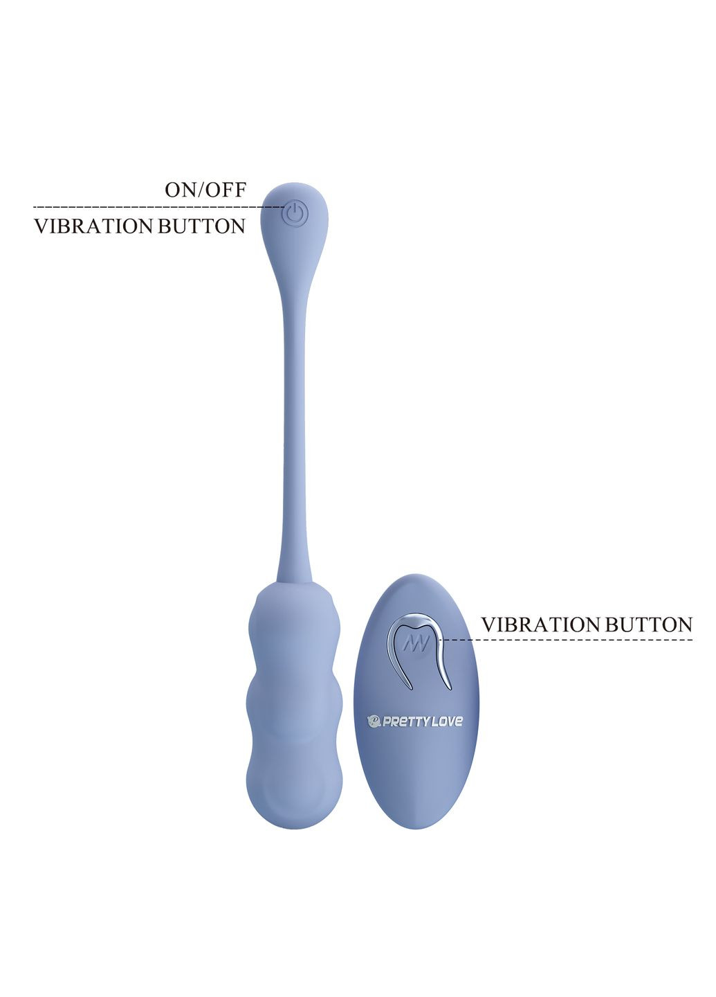 Віброяйце вагінальне Leshy з пультом, блакитне, 18.6 х 2.8 см Pretty Love (361670491)