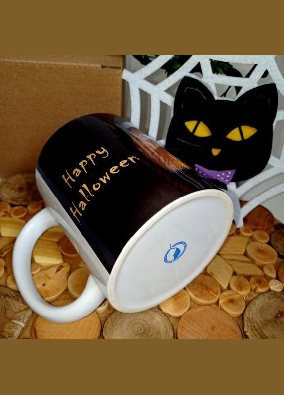 Керамическая кружка happy halloween-черный кот-полнолуние+подарок No Brand (342384662)