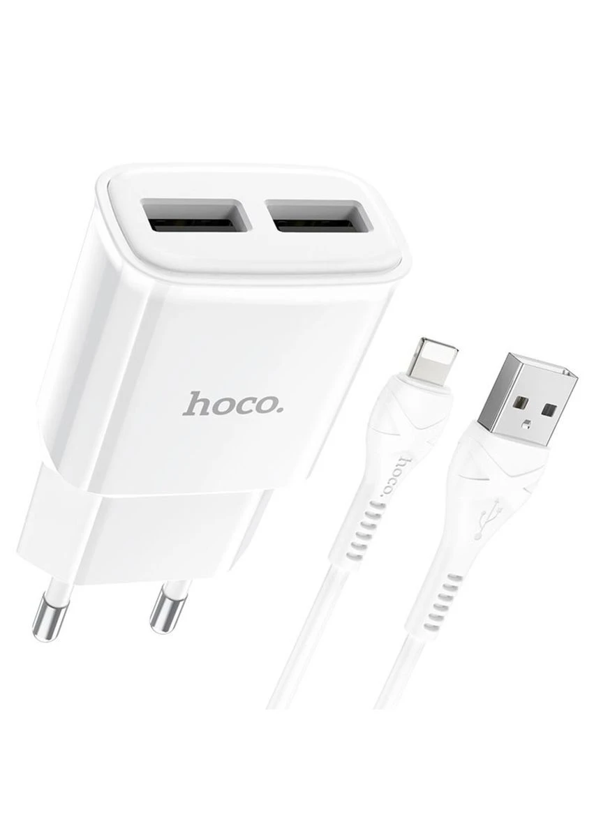 Мережевий зарядний пристрій dual port charger set (iP) 12W White (6931474749512) Hoco C88A Star round (340062531)