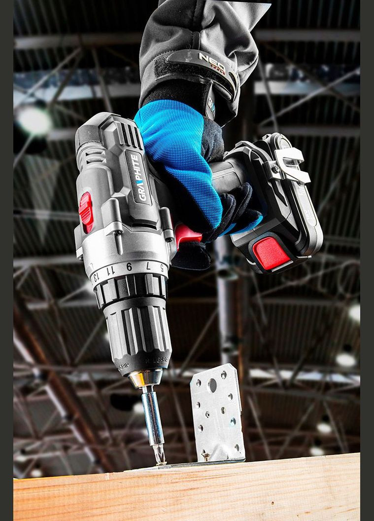 Шуруповерт-дрель аккумуляторная Energy+ 18В 1х2А·год 44Нм 0-350·0-1250об·мин ЗП 1.2кг Graphite (330031403)