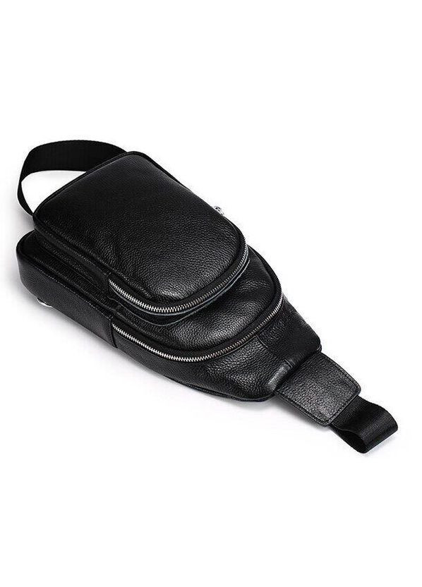 Сумка з зернистої шкіри через плече 20242 Чорна Vintage (329147586)