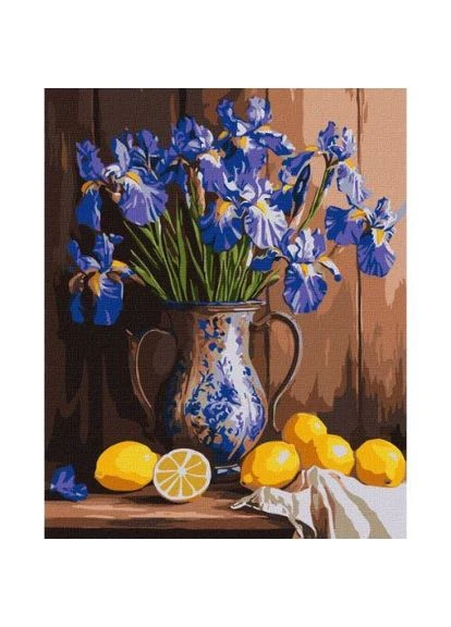 Картина по номерам "Ирисы в вазе и лимоне" 40x50см (TS01091996278972) Ідейка (377728589)