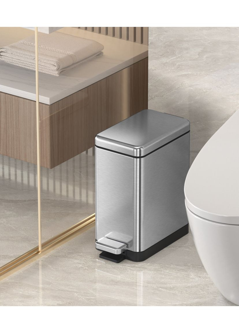 Відро для сміття з плавним закриттям прямокутне TC-010206-02 6 л колір нержавійка (KR5594) KOER (341331722)
