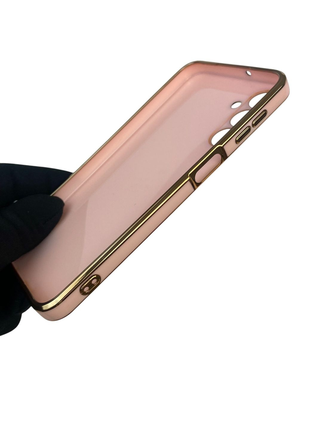 Чохол для Galaxy A24 (SM-A245F) з кільцем-підставкою із золотою окантовкою на самсунг а24 пудровий gs1 Samsung (366227930)