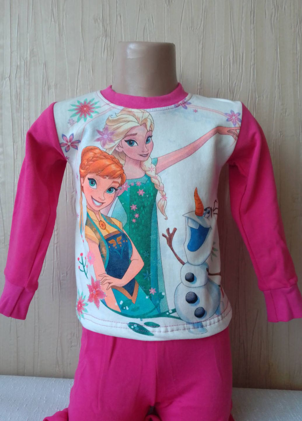 Розовая зимняя пижама для девочки 2-3р. лонгслив + брюки Ельф і Фея