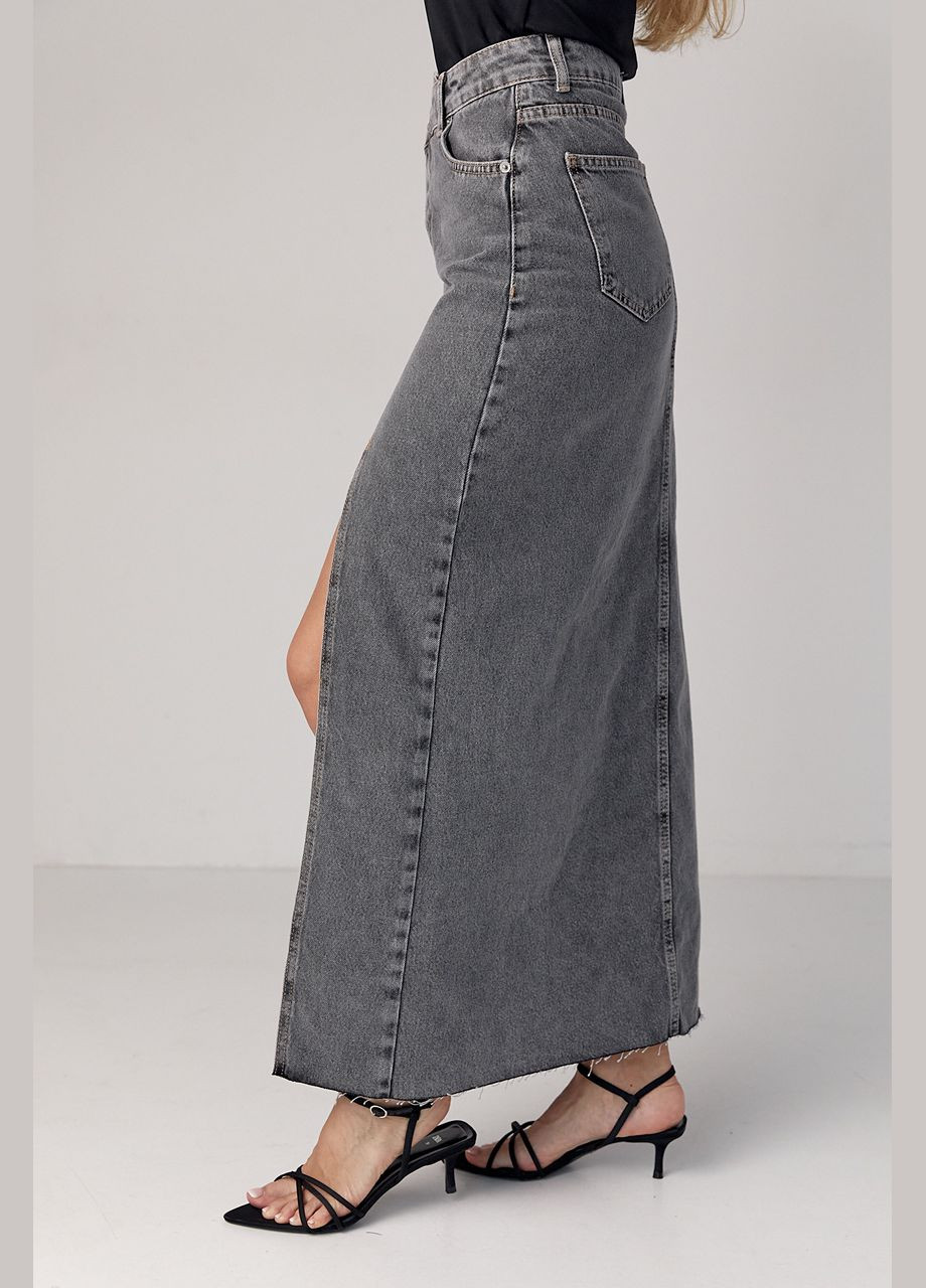 Джинсова спідниця з розрізом та бічним гульфіком Lurex (293814158)