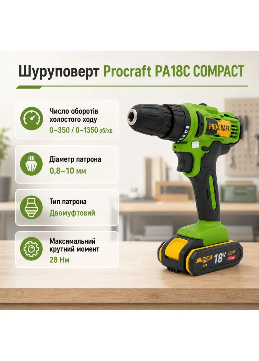 Шурупокрут PA-18C COMPACT ProCraft (352748909)