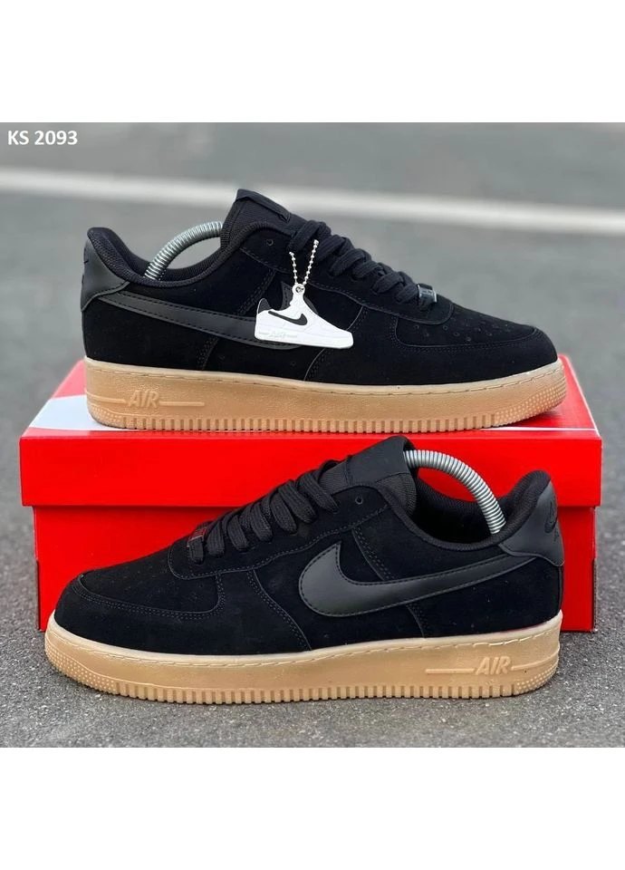 Черные демисезонные кроссовки мужские nike air force low black red найк аир форс черные No Brand