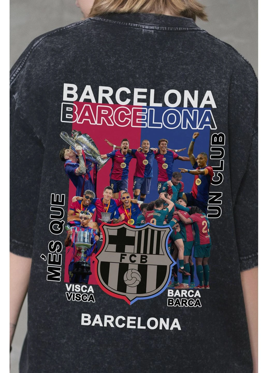 Виварена Оверсайз Футболка Washed З Принтом Barcelona Without - (387606187)