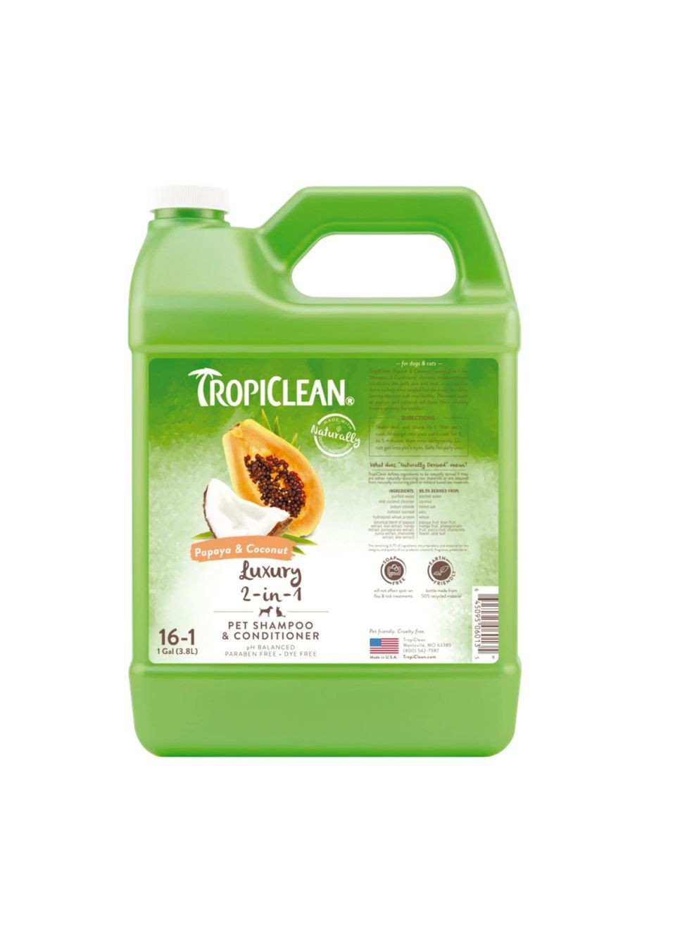 Шампунь-кондиционер Luxury 2in1 Papaya & Coconut "Папайя и кокос" для собак и кошек, 3,8 л (645095060135) TropiClean (354820241)