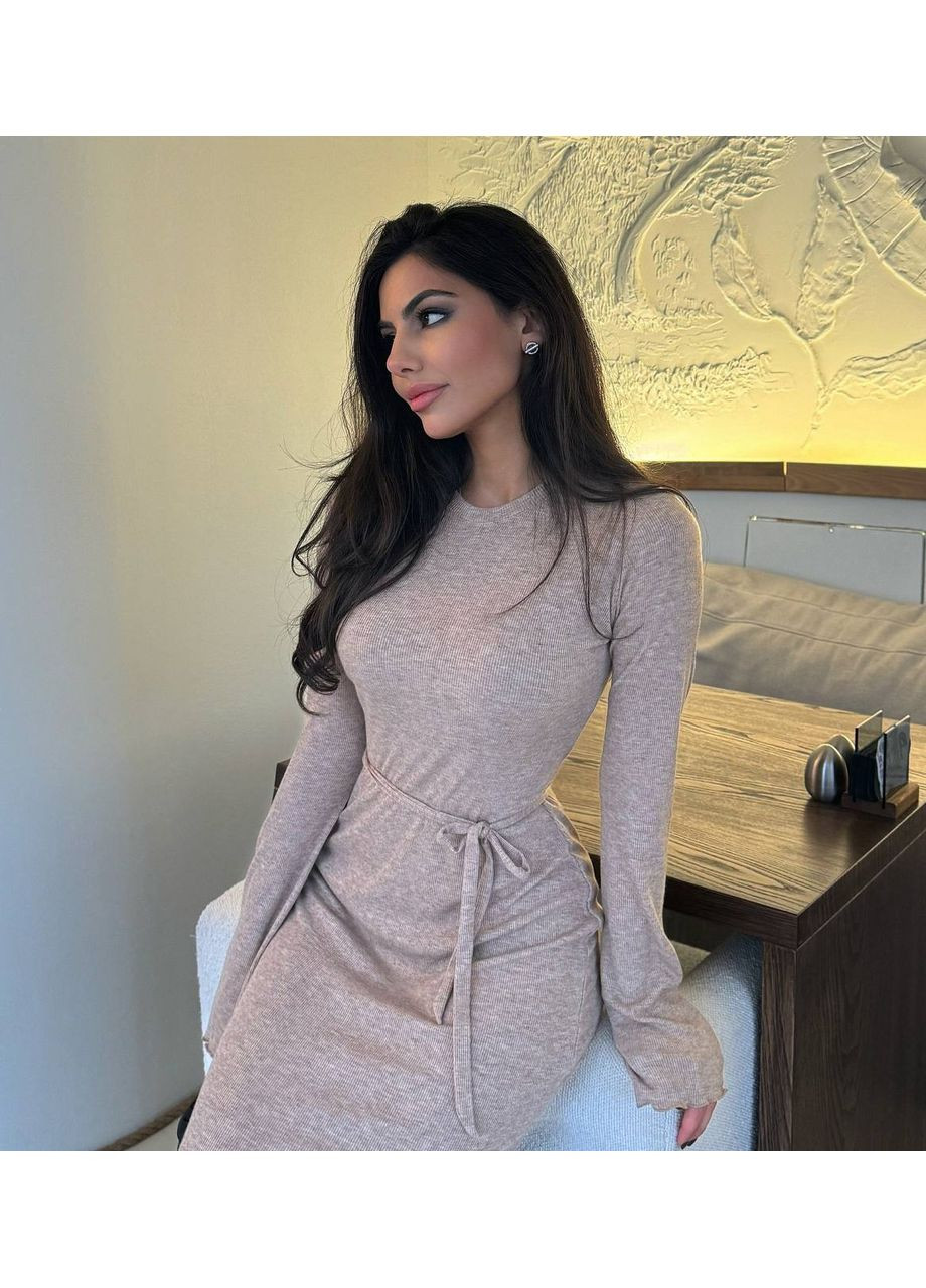 Сіра кежуал жіноча трикотажна сукня максі довжини Україна однотонна