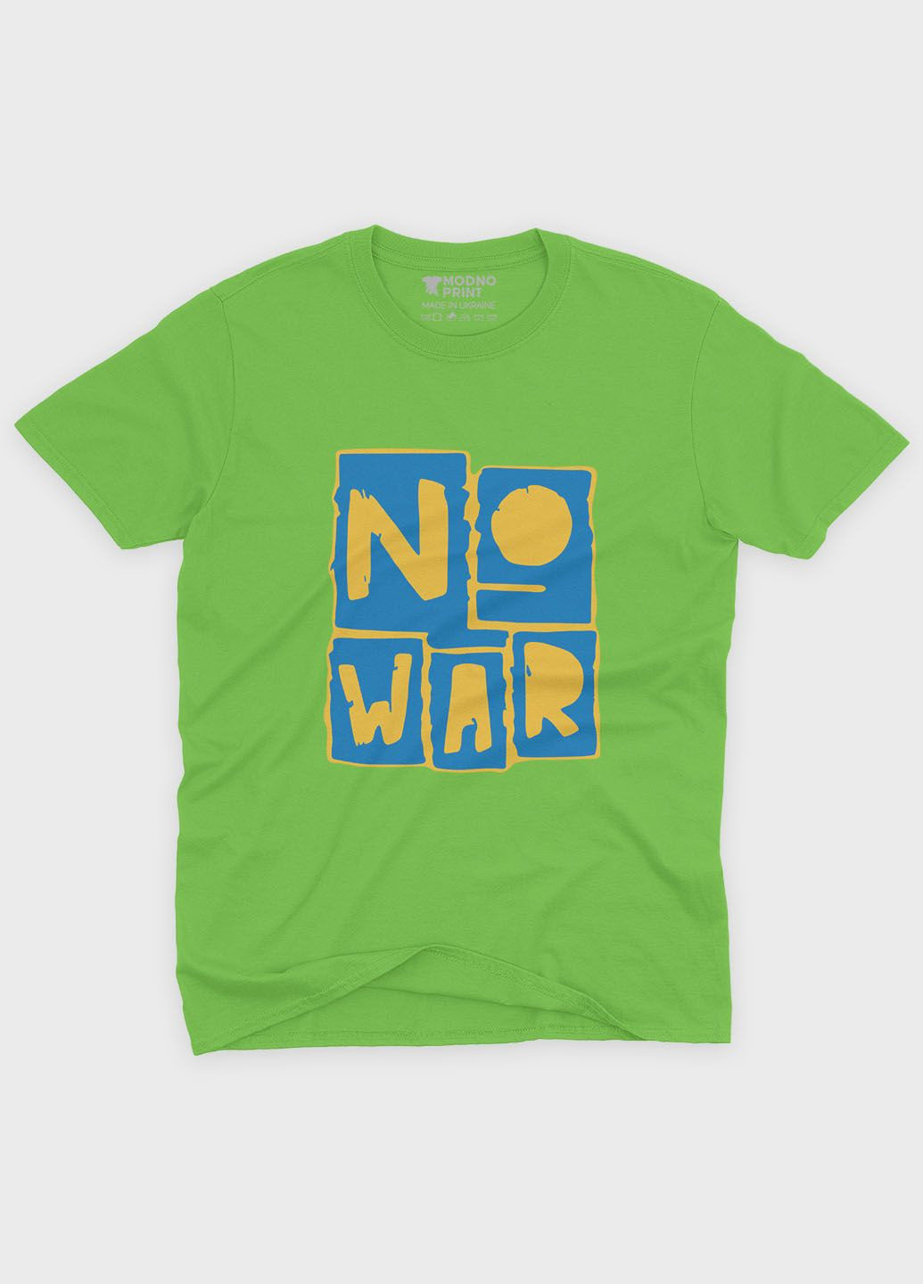 Салатова демісезонна футболка для хлопчика з патріотичним принтом no war (ts001-5-kiw-005-1-126-b) Modno