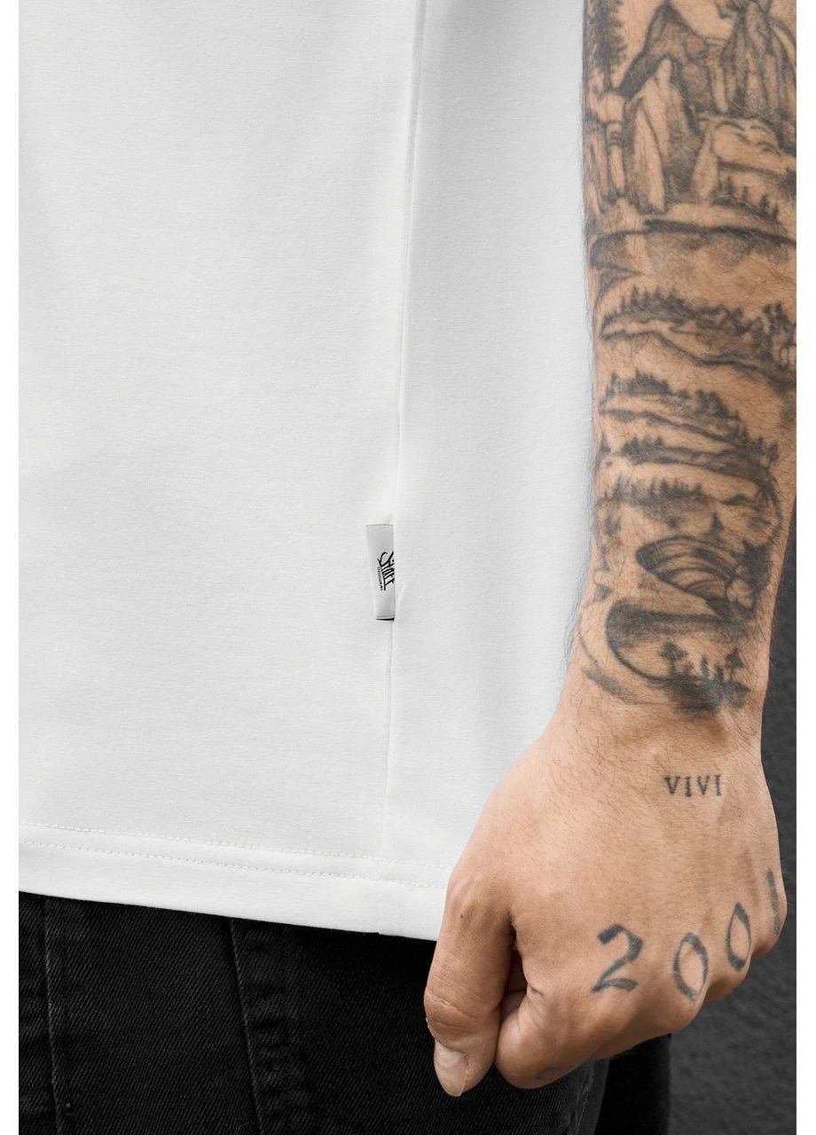 Біла чоловіча футболка стаф біла реглан з довгим рукавом базова white reglan seli Staff