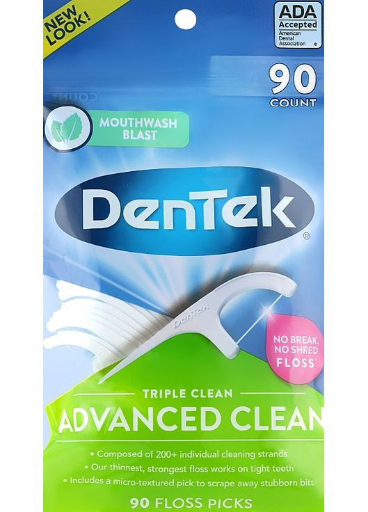 Флос з тримачем «Потрійне очищення», 90 шт. Triple Clean 90шт (1090195-80928) DenTek (368656629)
