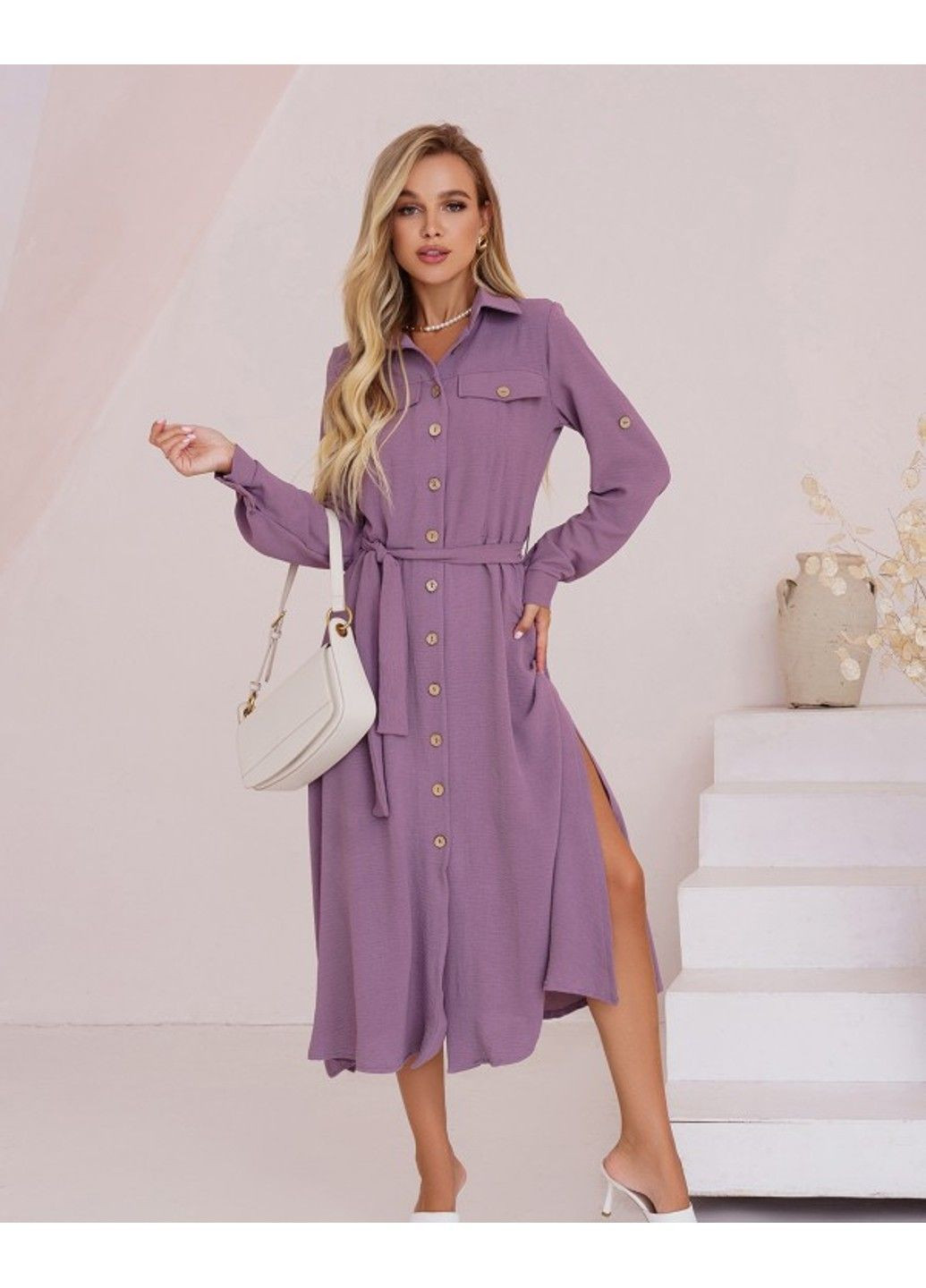 Фиолетовое повседневный платье sa-418 l темно-фиолетовый ISSA PLUS