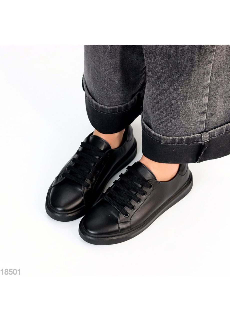 Чорні кеди жіночі linda з натуральної шкіри No Brand