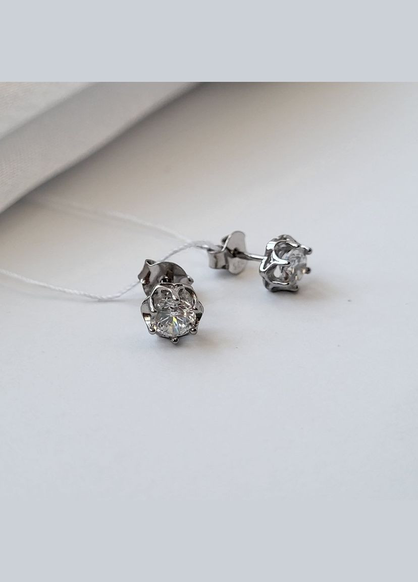 Серебряные серьги (пара) гвоздики пусеты Камень в оправе серебро 925 пробы Родированное с2ф/473 1.00г No Brand (306742816)