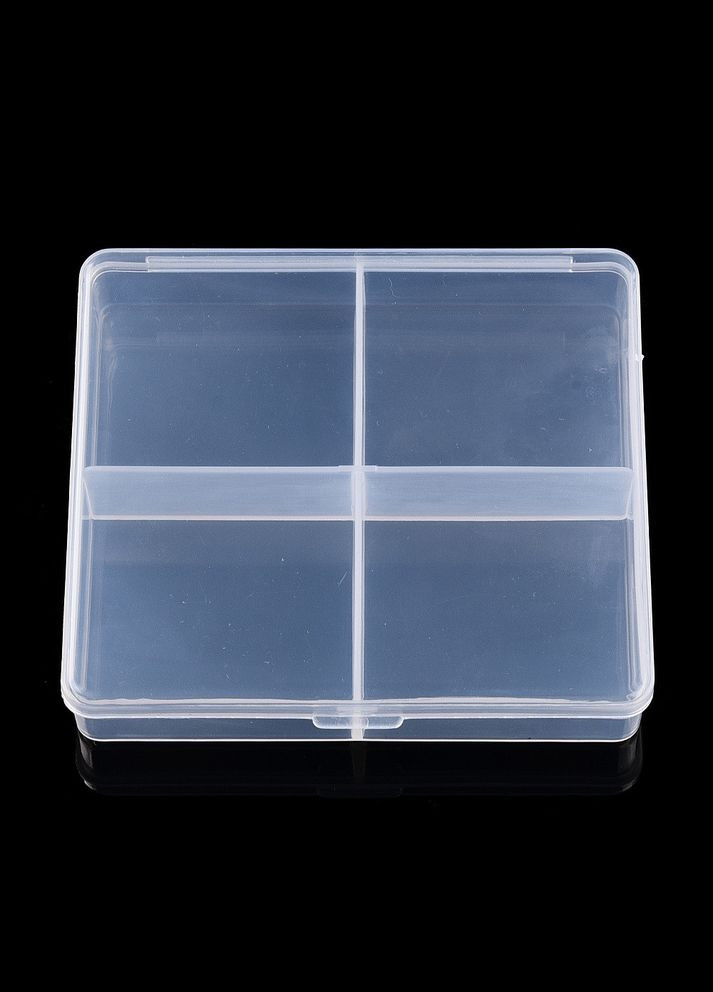Контейнер органайзер Прямокутний 4 комірки по 4.4 см x 3.9 см Білий напівпрозорий 9.3 см x 8.7 см x 2 см Finding (330777274)
