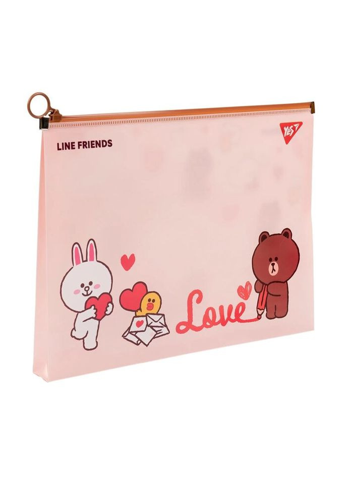 Папка-конверт на блискавці A4 Line Friends Brown 492090 24х32х2.5 см Yes (335584091)