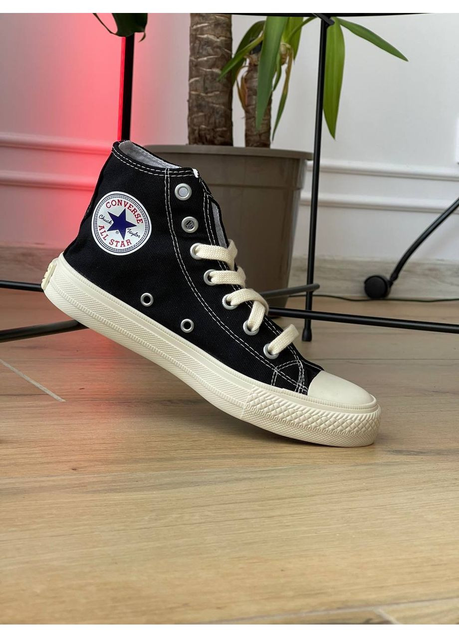 Черно-белые демисезонные кроссовки мужские и женские converse x comme des garcons play chuck | конверс черно-белые No Brand