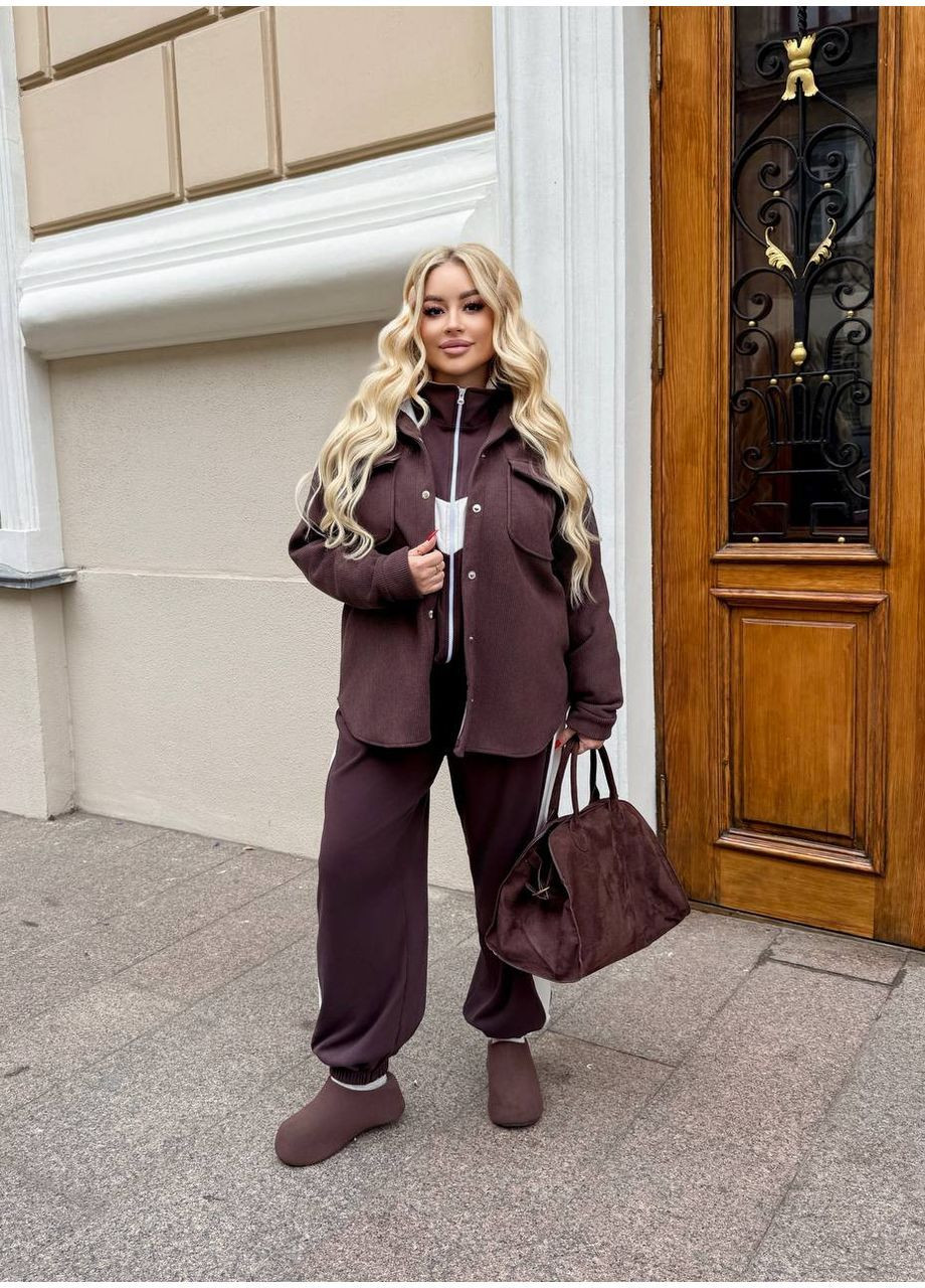 Коричневая рубашка No Brand