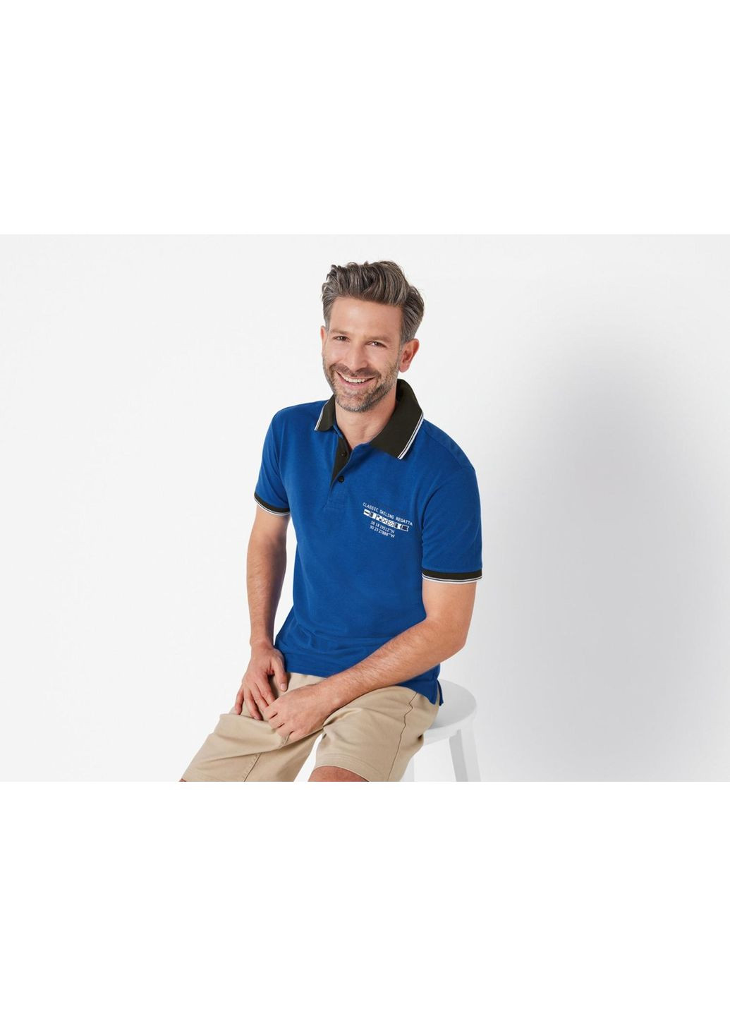 Футболка-поло з бавовняного піке для чоловіка LIDL 464106 синій Livergy (357014755)