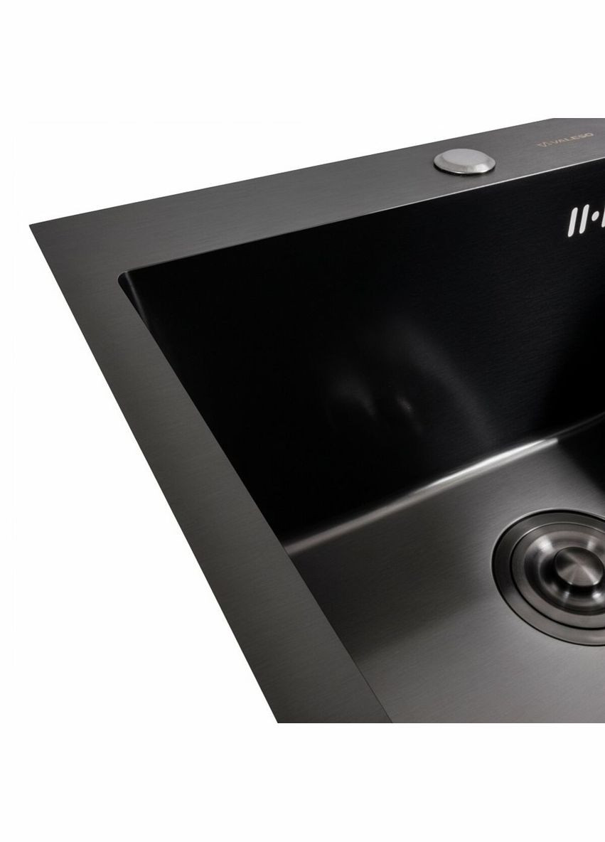 Кухонная мойка 50*50 PVD черная Handmade (сифон круглый, 3,0/0,8) Valeso (336936322)