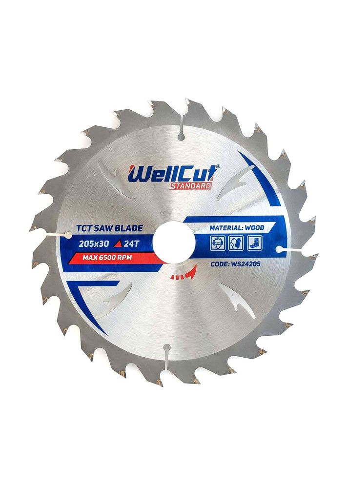 Пильный диск Standard (205x30 мм, 24 зубьев) по дереву (23470) WellCut (286423447)
