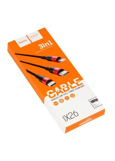 Кабель потрійний X26 Combo 3-in-1 (iphone Micro Type-C) Hoco (279825871)
