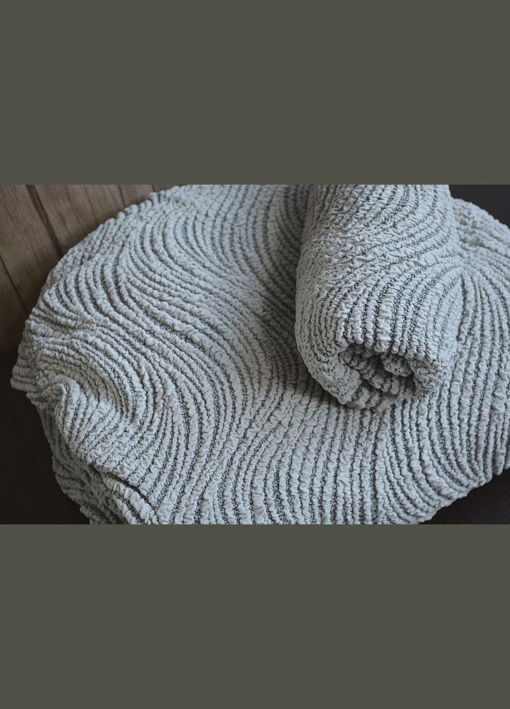 Жаккардовые чехлы на стуле Volna с юбкой Светло-серые Kayra (324800168)