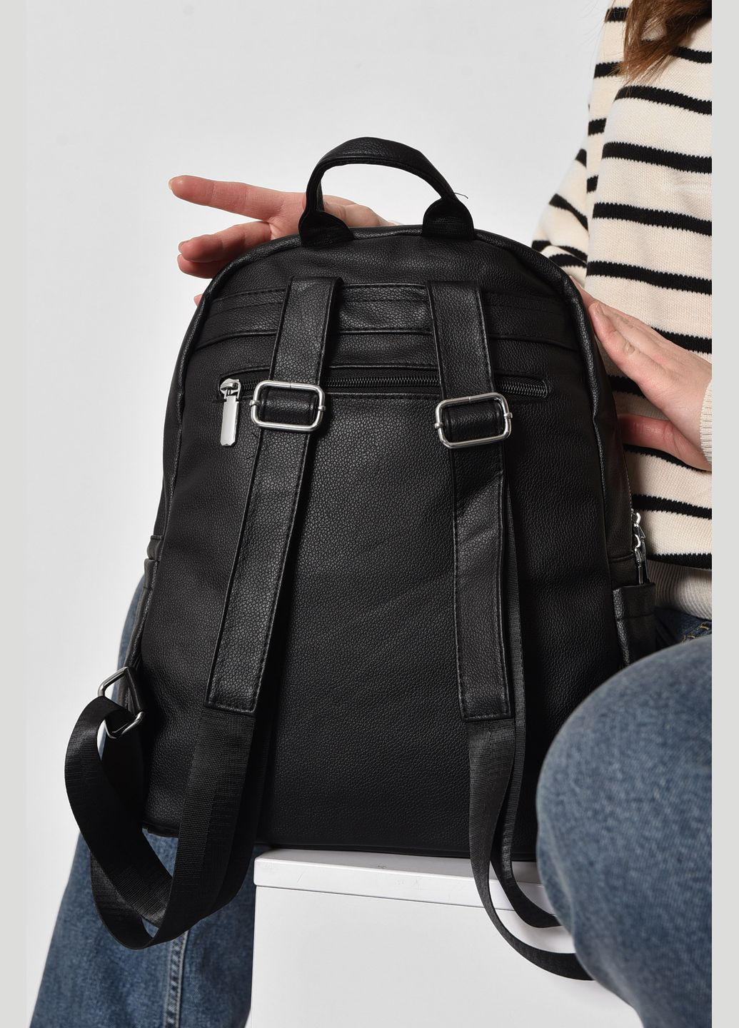 Жіночий рюкзак з екошкіри чорного кольору Let's Shop (278761245)