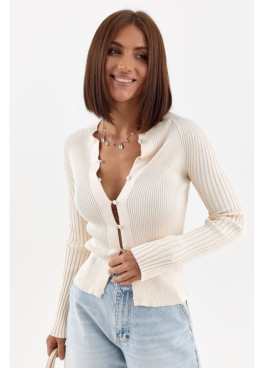 Кардиган у рубчик на гудзиках - кремовий колір Lurex (361056963)