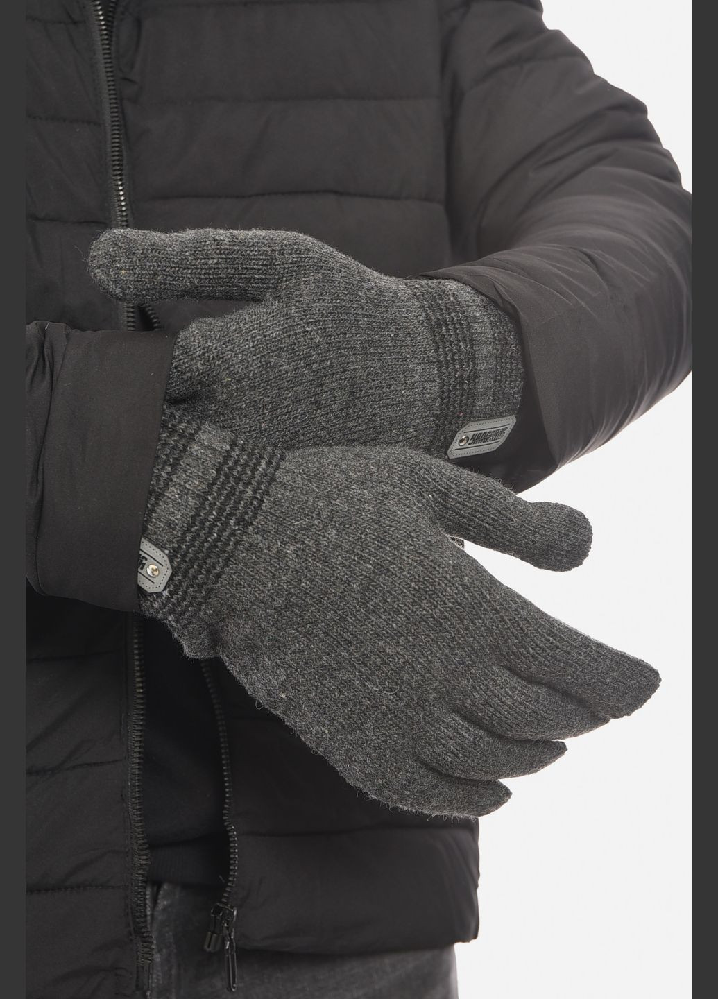 Перчатки мужские акриловые утепленные серого цвета Let's Shop (307791500)