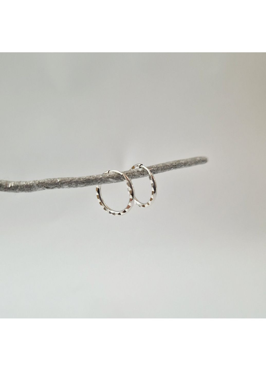 Срібні сережки кільця Конго з насічками 10мм срібло 925 проби Родоване 003/1.00 0.74г Nobrand (366339876)