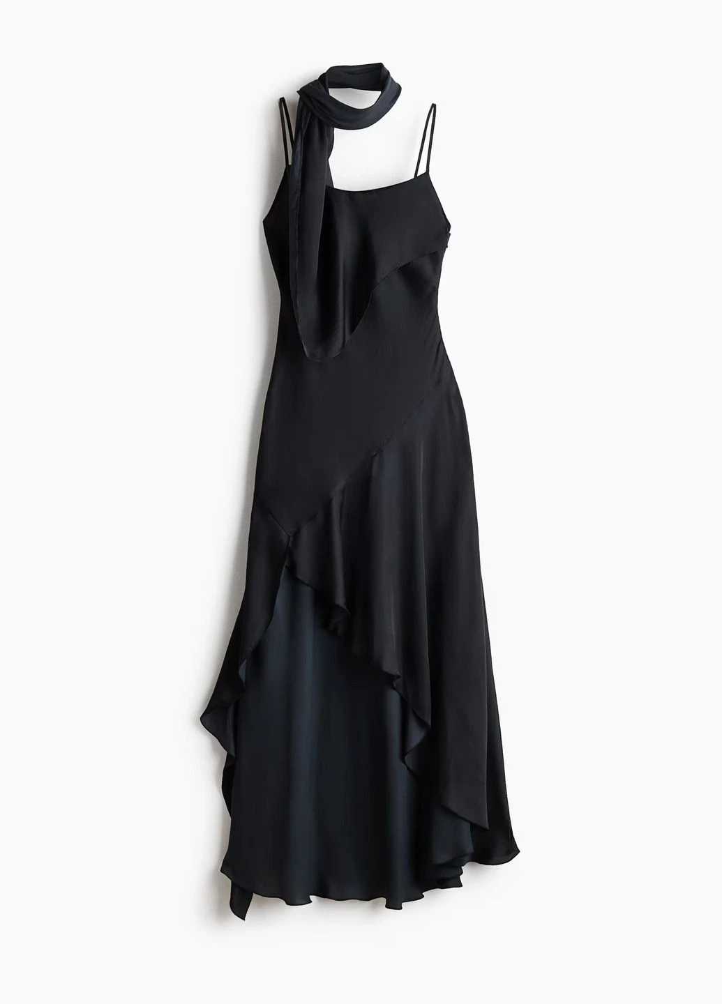 Черное платье H&M однотонное