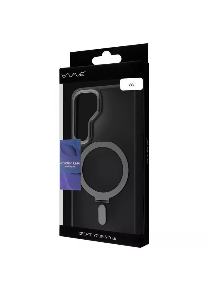 Чехол Attraction with Magnetic Ring для Samsung Galaxy S25 (black) Wave (360421098)