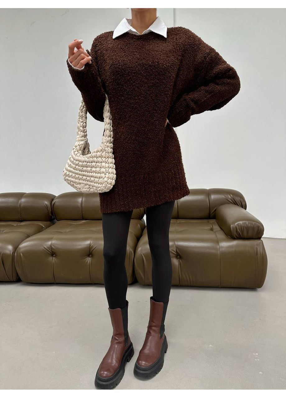 Коричневий демісезонний светр оверсайз – замір в описі DK/DL Мода без кордонів