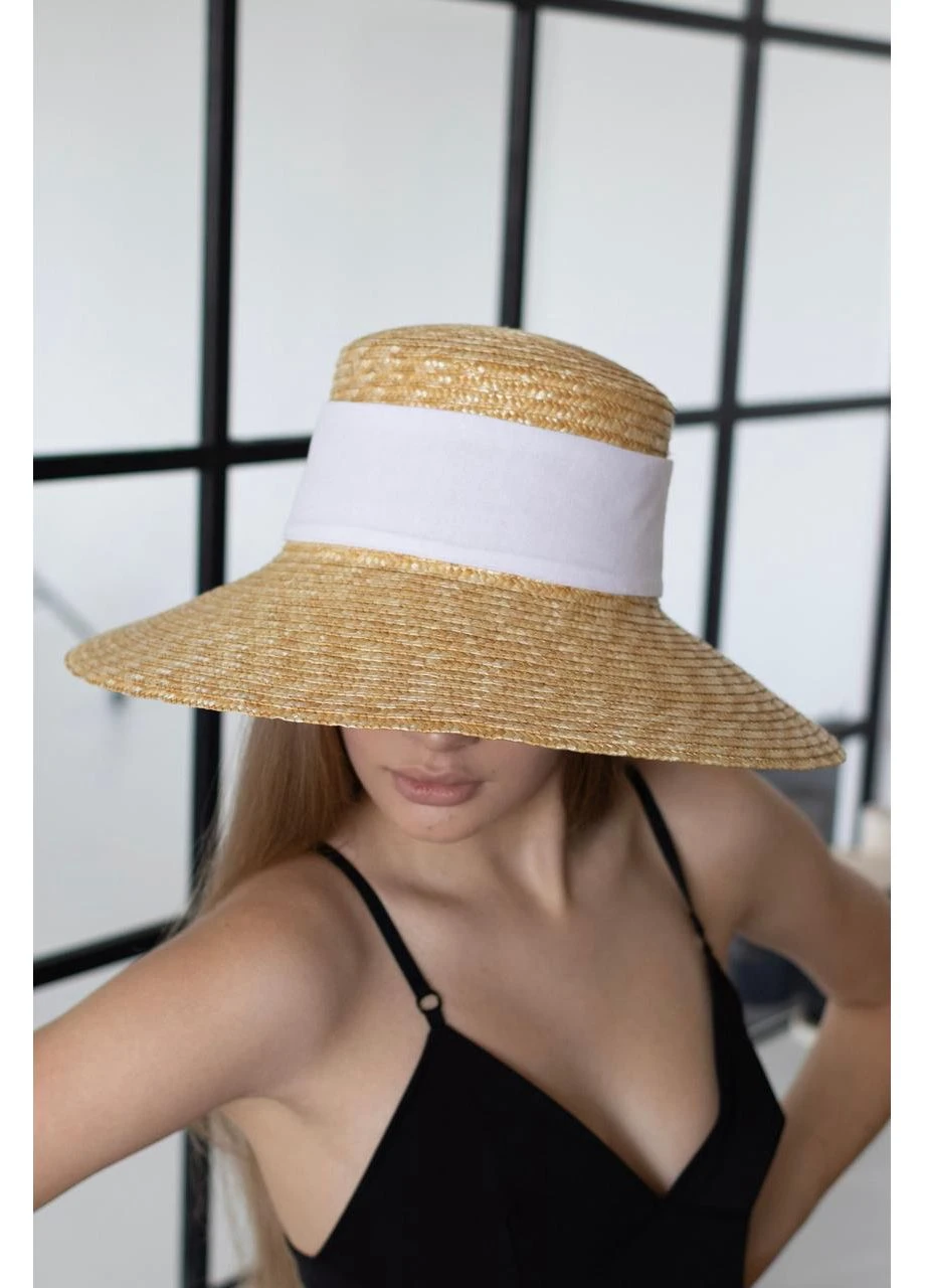 Капелюх соломяний з полями 10 см та зі стрічкою льон D.Hats (388976392)