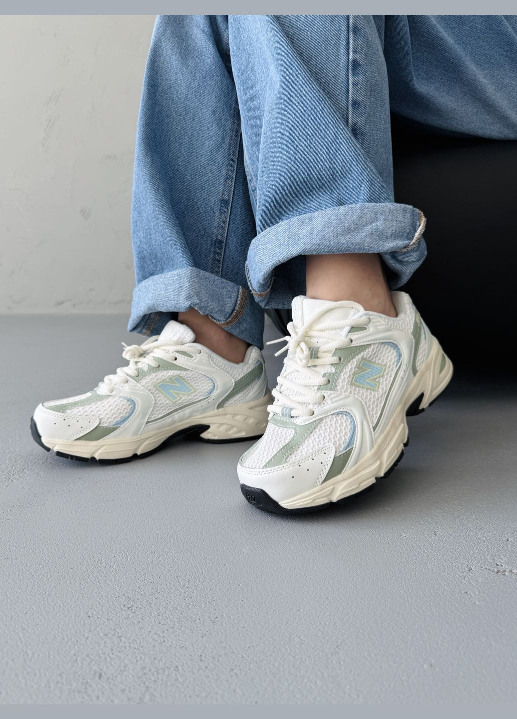 Кросівки жіночі New Balance 530 Beige Mint | Нью Беланс 530 бежеві No Brand бежеві демісезони (342059646)