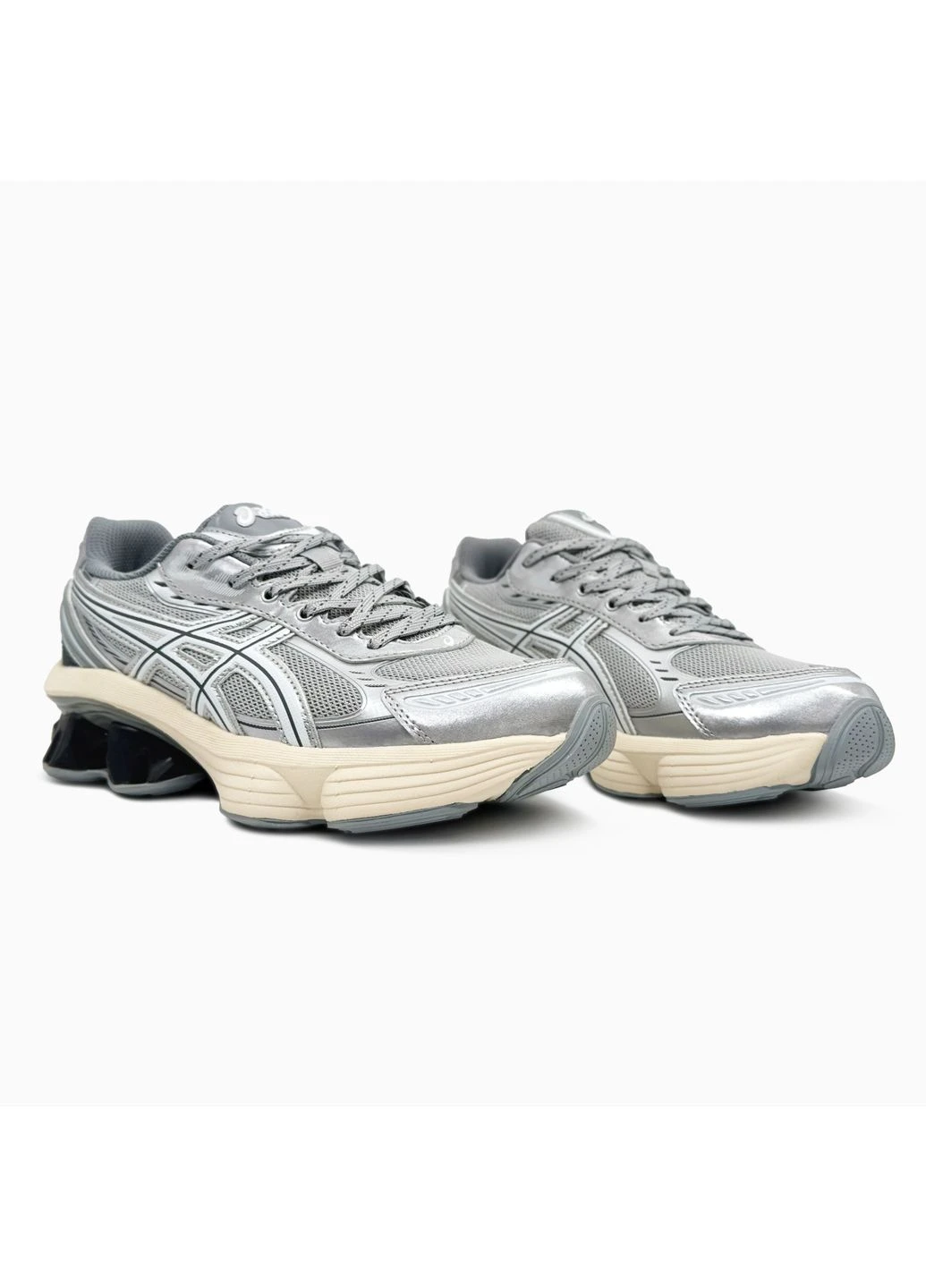 Білі кросівки чоловічі asics gel-kinetic fluent white/silver асікс гель білі демісезон No Brand