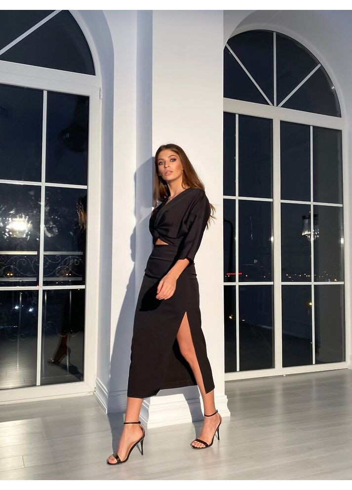 Женский костюм MON CHERY (топ с рукавами и юбка меди с разрезом) (mil475) milirud (365860037)