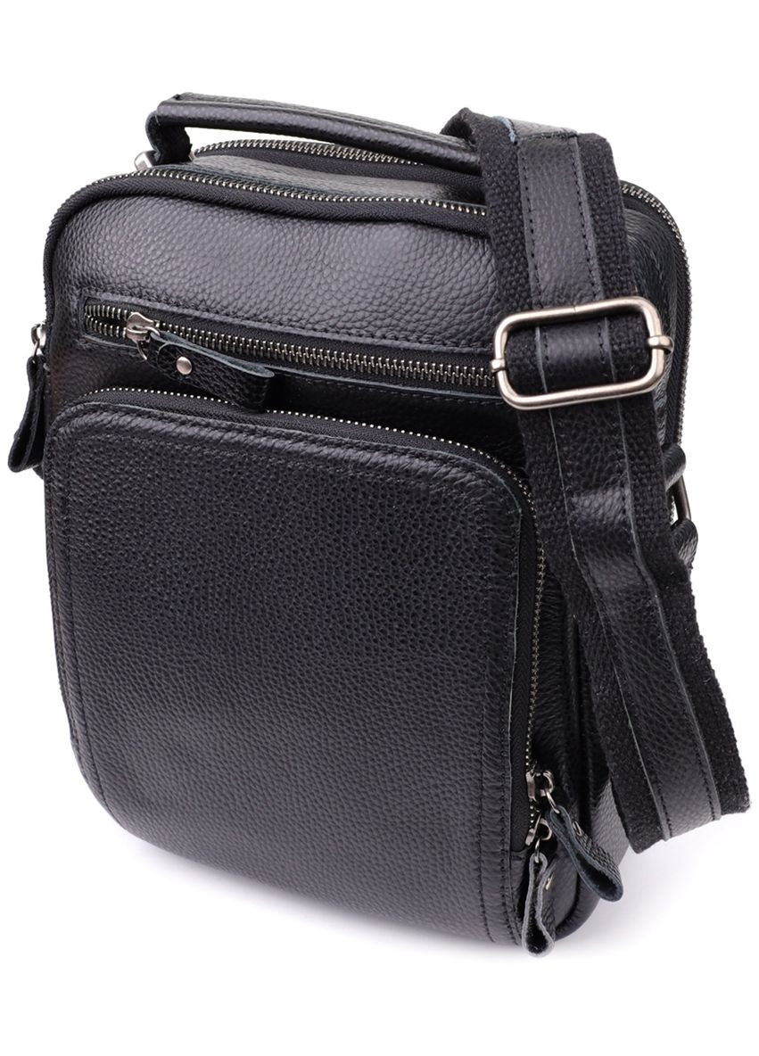 Сумка планшет через плече чоловіча з натуральної шкіри для телефону та документів середня Чорний 38346 Vintage (355245243)